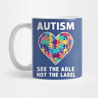 Autism Awareness See The Able Not Label Colored Heart Puzzle Mug